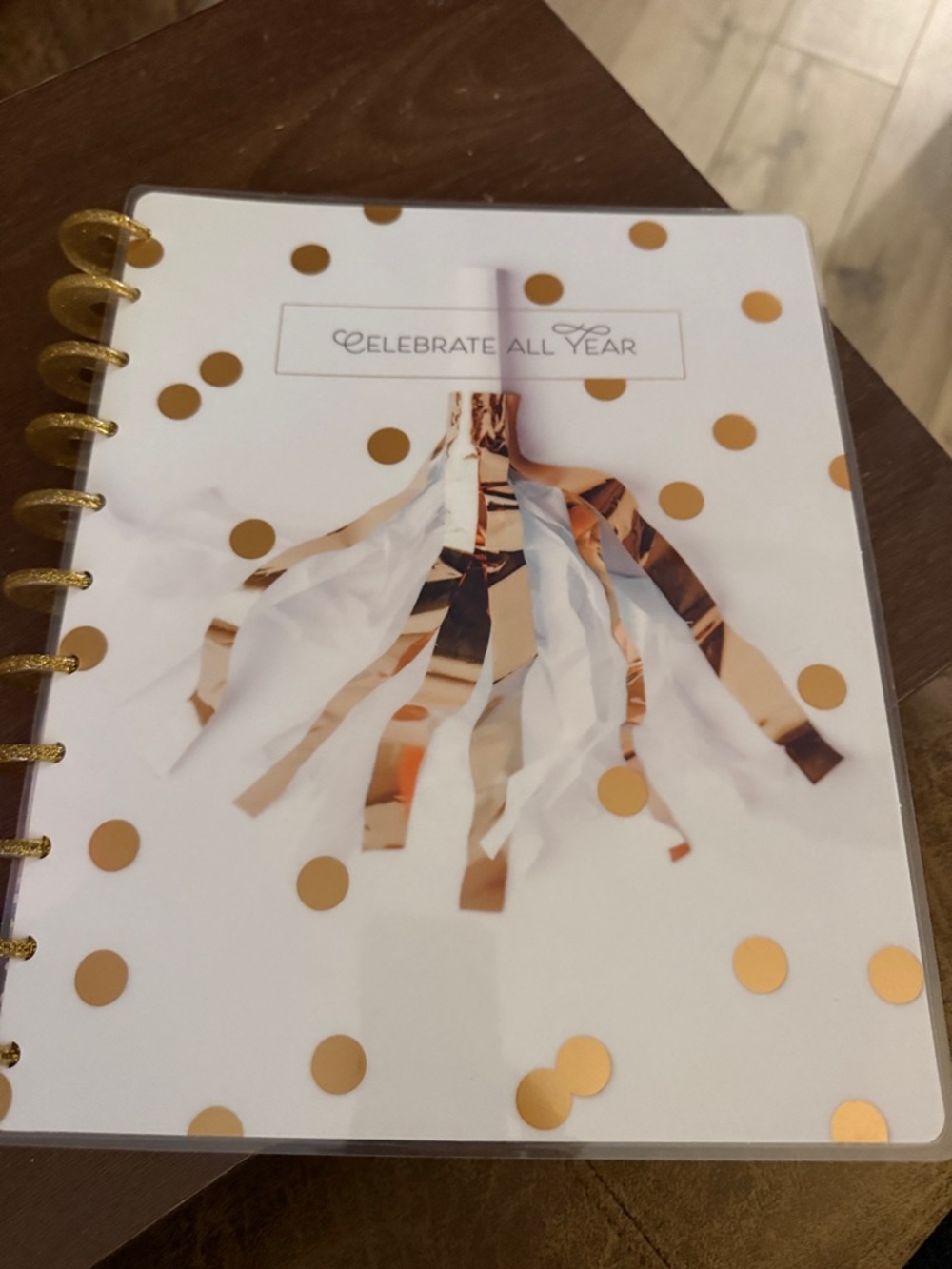 Celebrate All Year Gold Polka Dot Disc bound card keeper